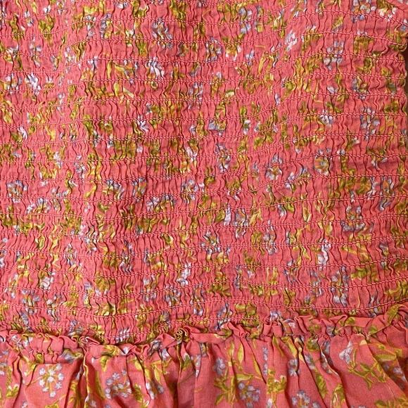 J.Crew Crewcuts Girls Smocked Puff Sleeve Top Floral Blouse Pink Wisp Coral XS - Picture 5 of 13